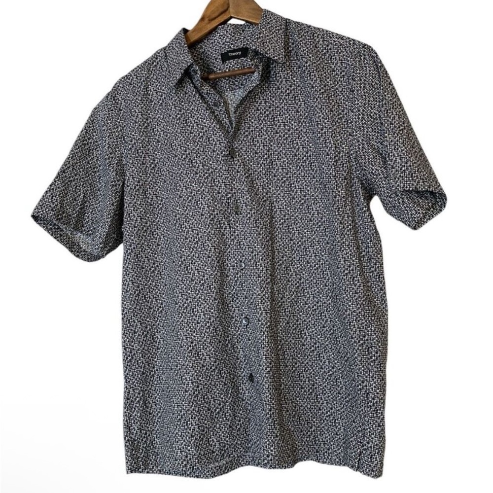Theory Men's Black and White Patterned Shirt